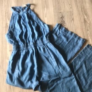 LOFT. Lou & Grey denim halter Jumpsuit